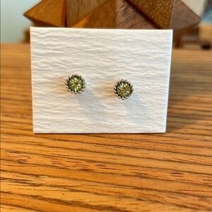 Faux Peridot Stud Earrings